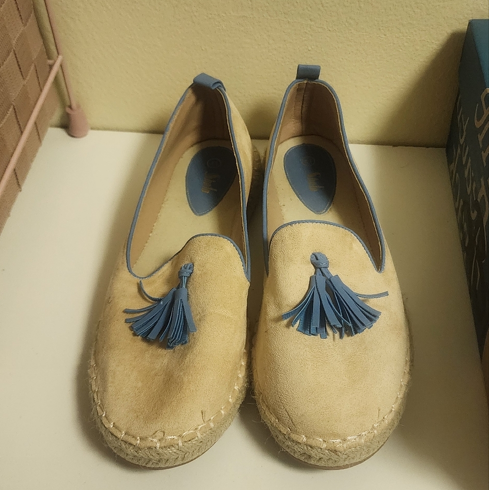 SHEIN Blue and Cream Espadrilles with Jute Sole